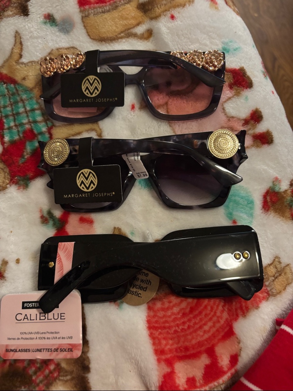 Margaret Josephs Black Tortoise Women's Sunglasses with Gold Accents